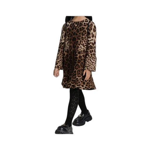 Leopard Printed Crewneck Dress