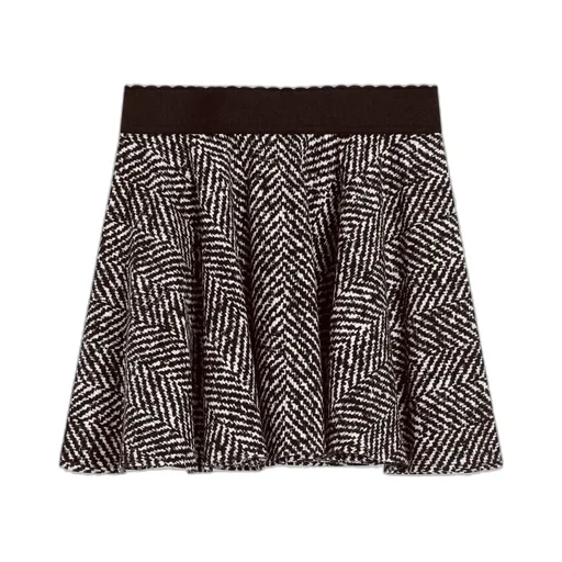 Chevron Elastic Waistband Skirt
