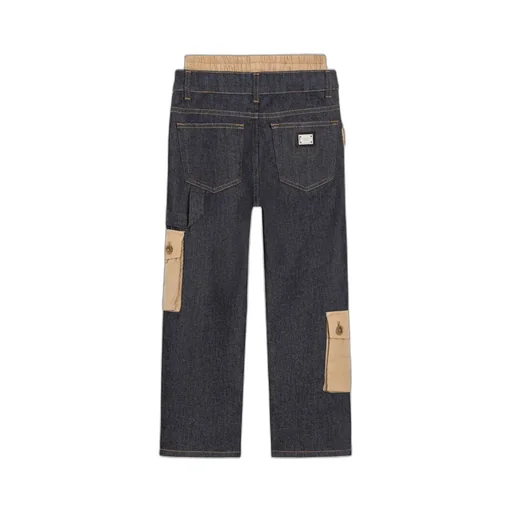 Double-Waist Cargo-Pocket Jeans