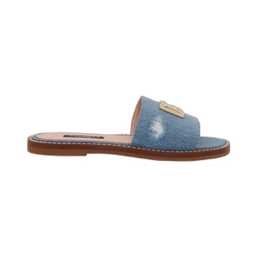 Dg Logo Flat Denim Sliders