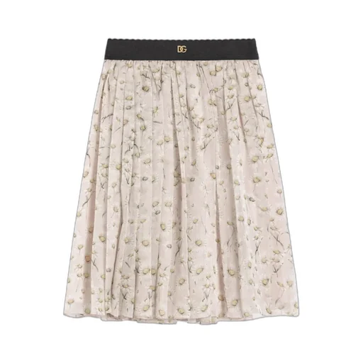 Pleated Daisy-Print Skirt