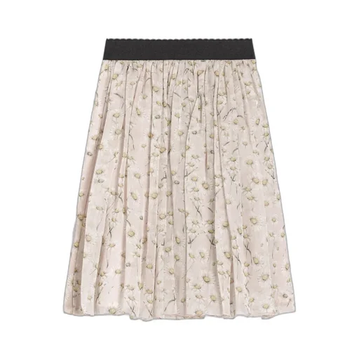 Pleated Daisy-Print Skirt