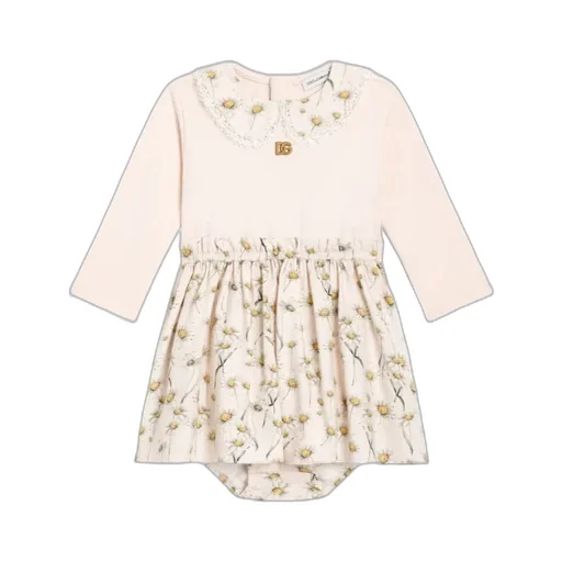 Lace-Trim Daisy-Print Dress