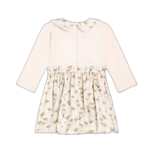 Lace-Trim Daisy-Print Dress
