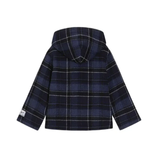 Check-Pattern Hooded Jacket