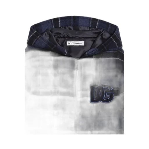 Check-Pattern Hooded Jacket