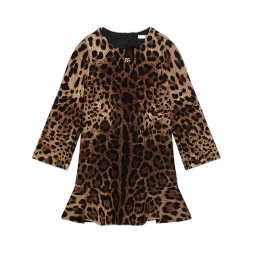 Leopard Printed Crewneck Dress
