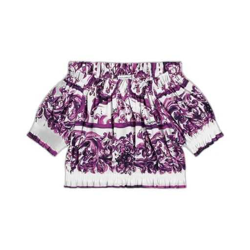 Majolica-Print Cotton Blouse