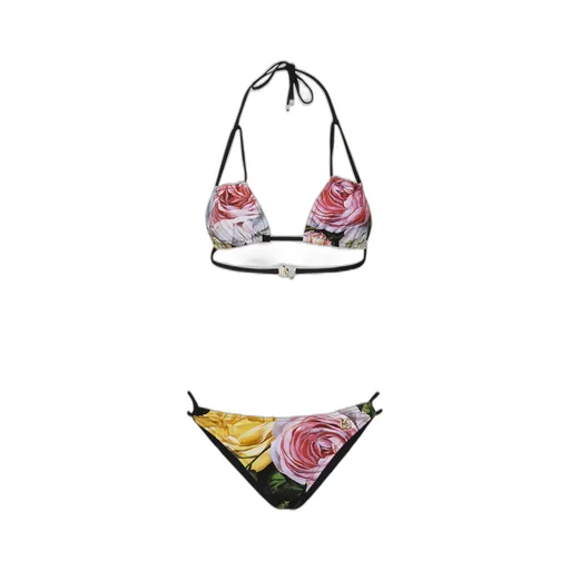 Floral Printed Logo Plaque Bikini Set