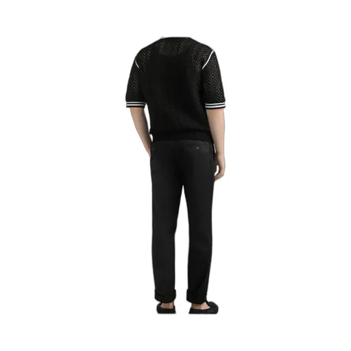 Crochet-Knit Short-Sleeve Polo Shirt