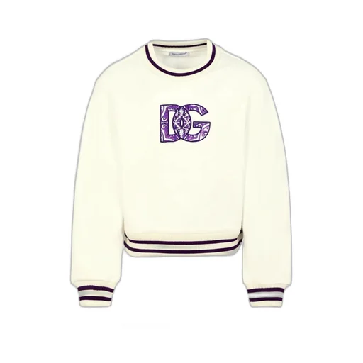 Dg Embroidery Majolica-Print Crew Neck Sweatshirt