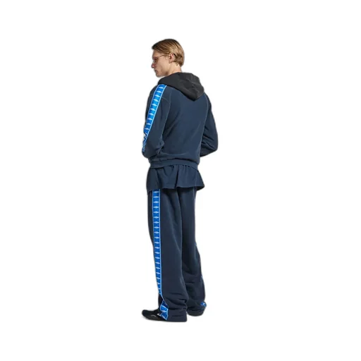 Stripe Patched Hood Zip-Up Hoodie