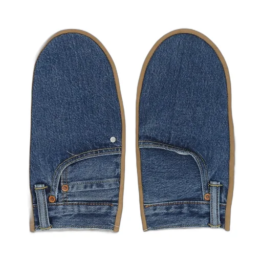 Denim Shearling Mittens