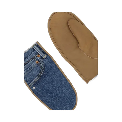 Denim Shearling Mittens