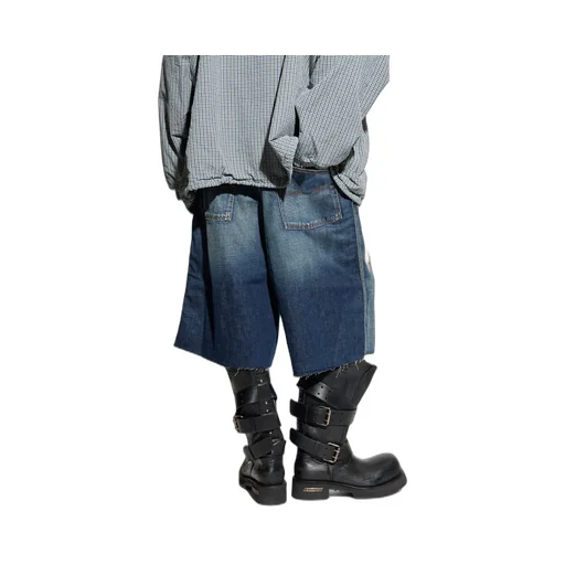 Denim Shorts With Belt Loops
