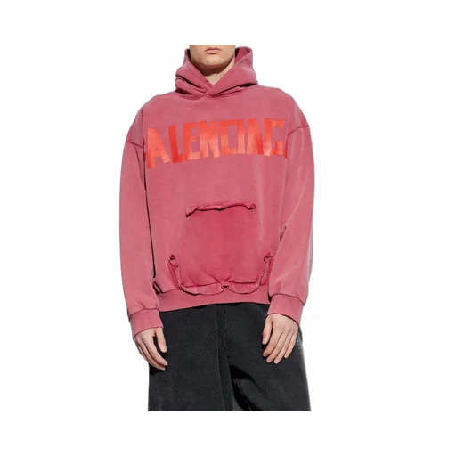Tape Type Ripped Pocket Hoodie
