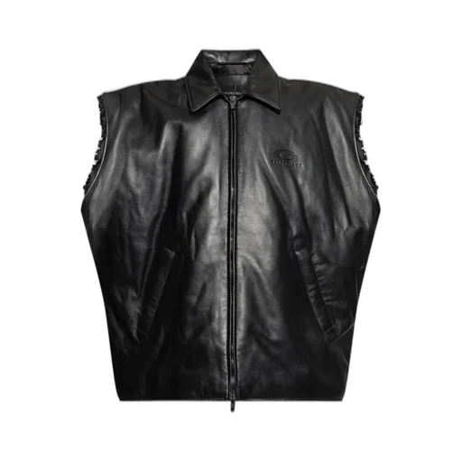 Logo Embossed Leather Vest
