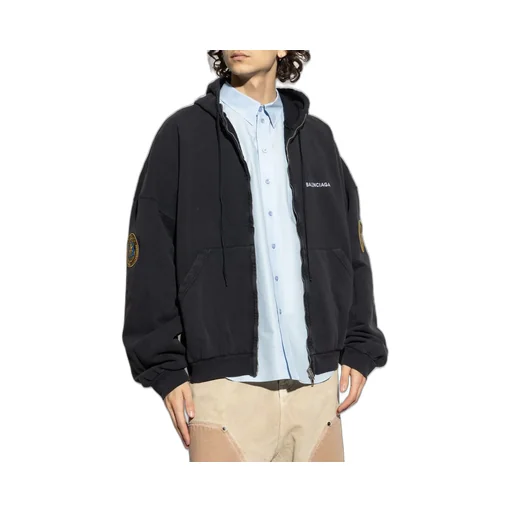 Uniform Patch Zip-Up Hoodie