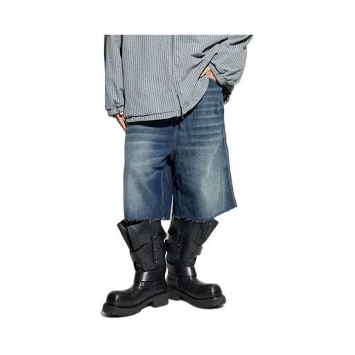 Denim Shorts With Belt Loops