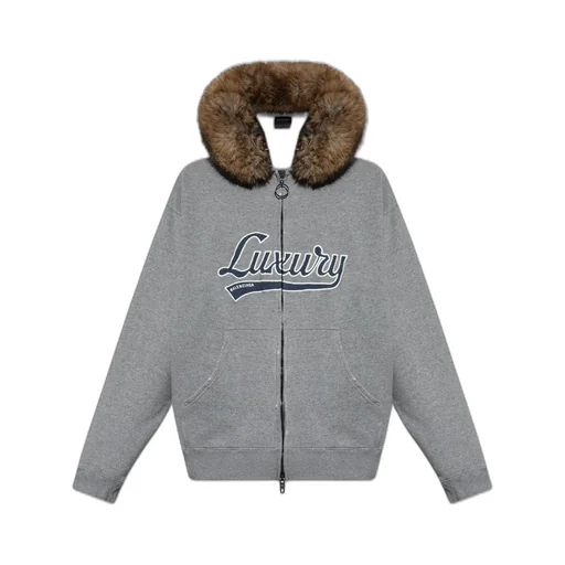 Luxury Script Oversized Zip-Up Hoodie
