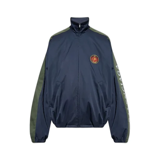 Stand Up Collar Logo Embroidered Jacket