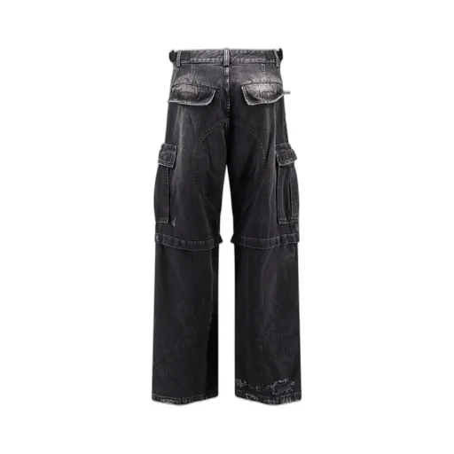 Logo Embroidered Large-Fit Cargo Jeans