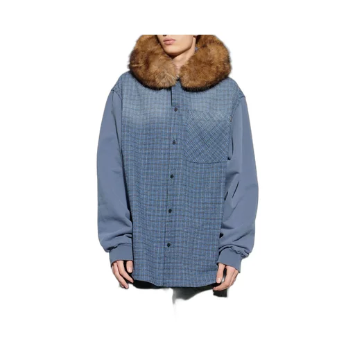 Decorative Hood Checkered Jacket