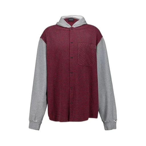 Distressed Hooded Hybrid Shirt