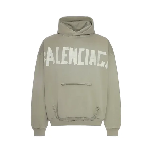 Tape Type Ripped Pocket Hoodie