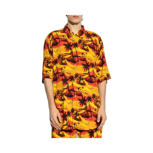 Hawaiian Car Printed Large-Fit Shirt