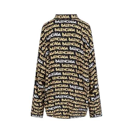 All-Over Logo Collared Long-Sleeve Shirt