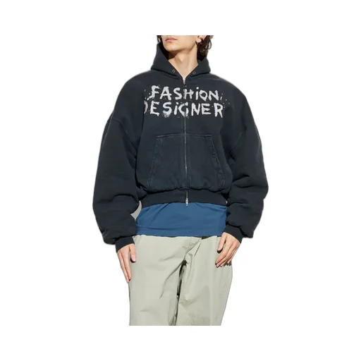 Sprayed Effect Zipped Hoodie
