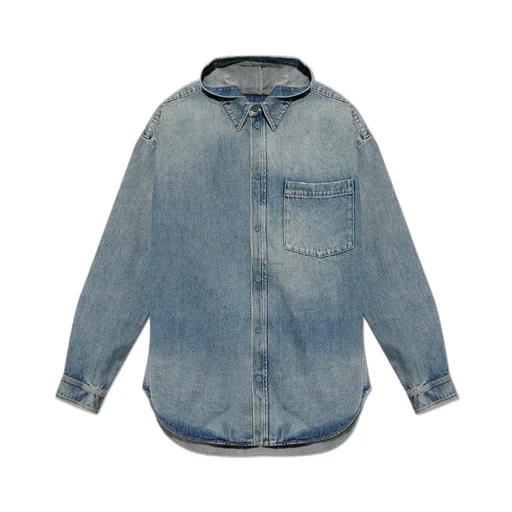 Collared Long-Sleeve Denim Shirt