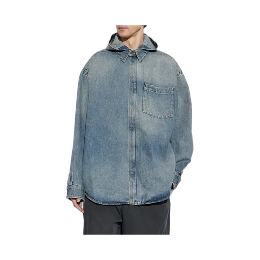 Collared Long-Sleeve Denim Shirt