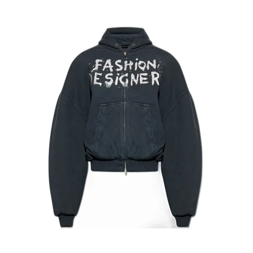 Sprayed Effect Zipped Hoodie