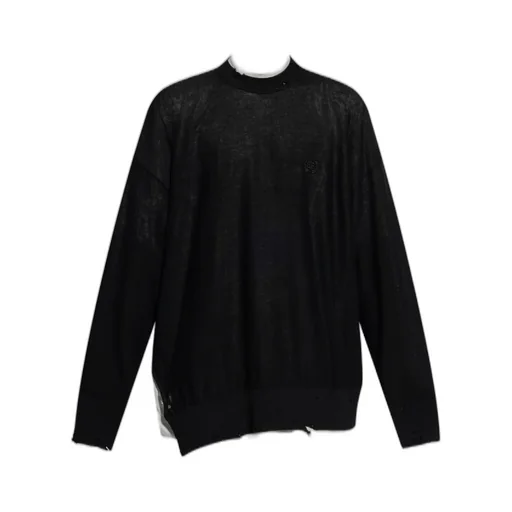 Bb Logo Embroidered Distressed Knit Jumper