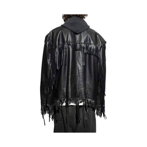 Fringed Hooded Leather Jacket