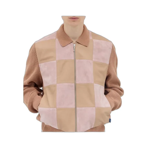 Checkered Knit Zip Jacket