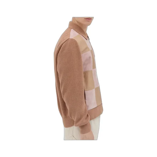 Checkered Knit Zip Jacket