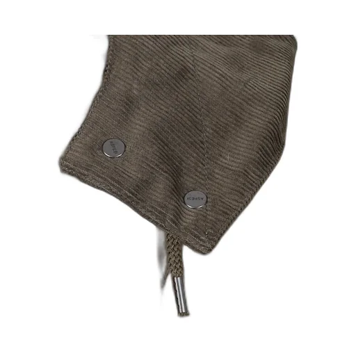 Corduroy-Collar Hooded Coat