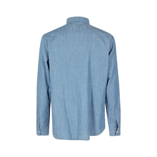 Pointed-Collared Buttoned Denim Shirt