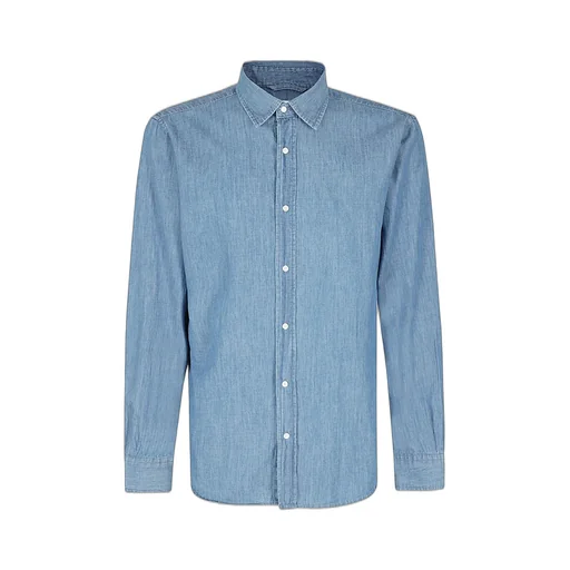 Pointed-Collared Buttoned Denim Shirt