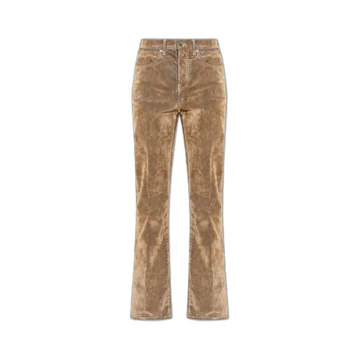 Logo Embroidered Velvet Jeans