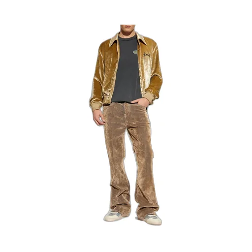 Logo Embroidered Velvet Jeans