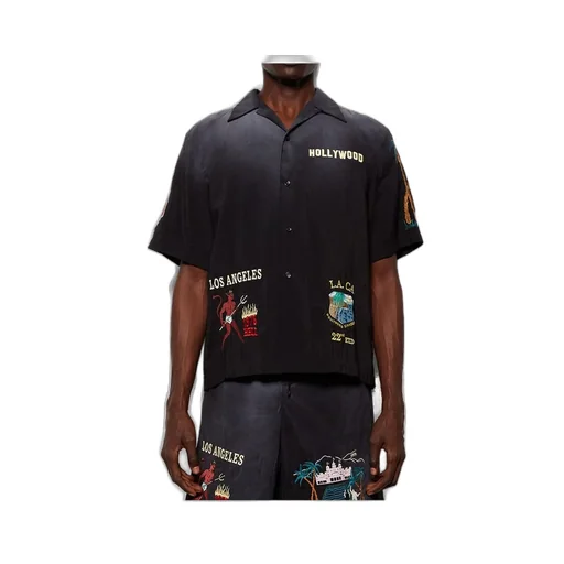 Logo Embroidered Short-Sleeve Buttoned Shirt