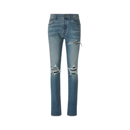 Straight-Leg Distressed Slim-Fit Jeans