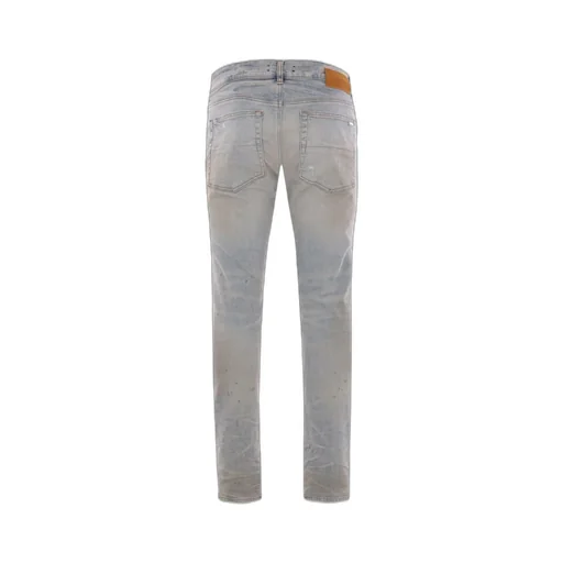 Distressed Logo Patch Straight-Leg Jeans