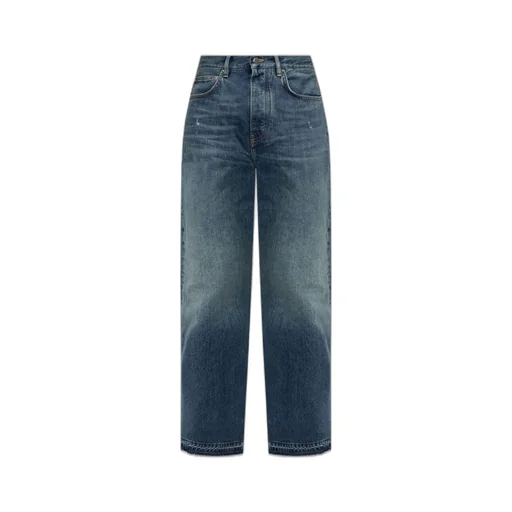 Vintage Effect Distressed Straight-Leg Jeans