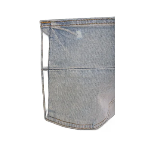 Distressed Logo Patch Straight-Leg Jeans