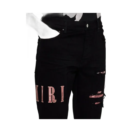 Logo Patch Distressed Skinny Jeans
